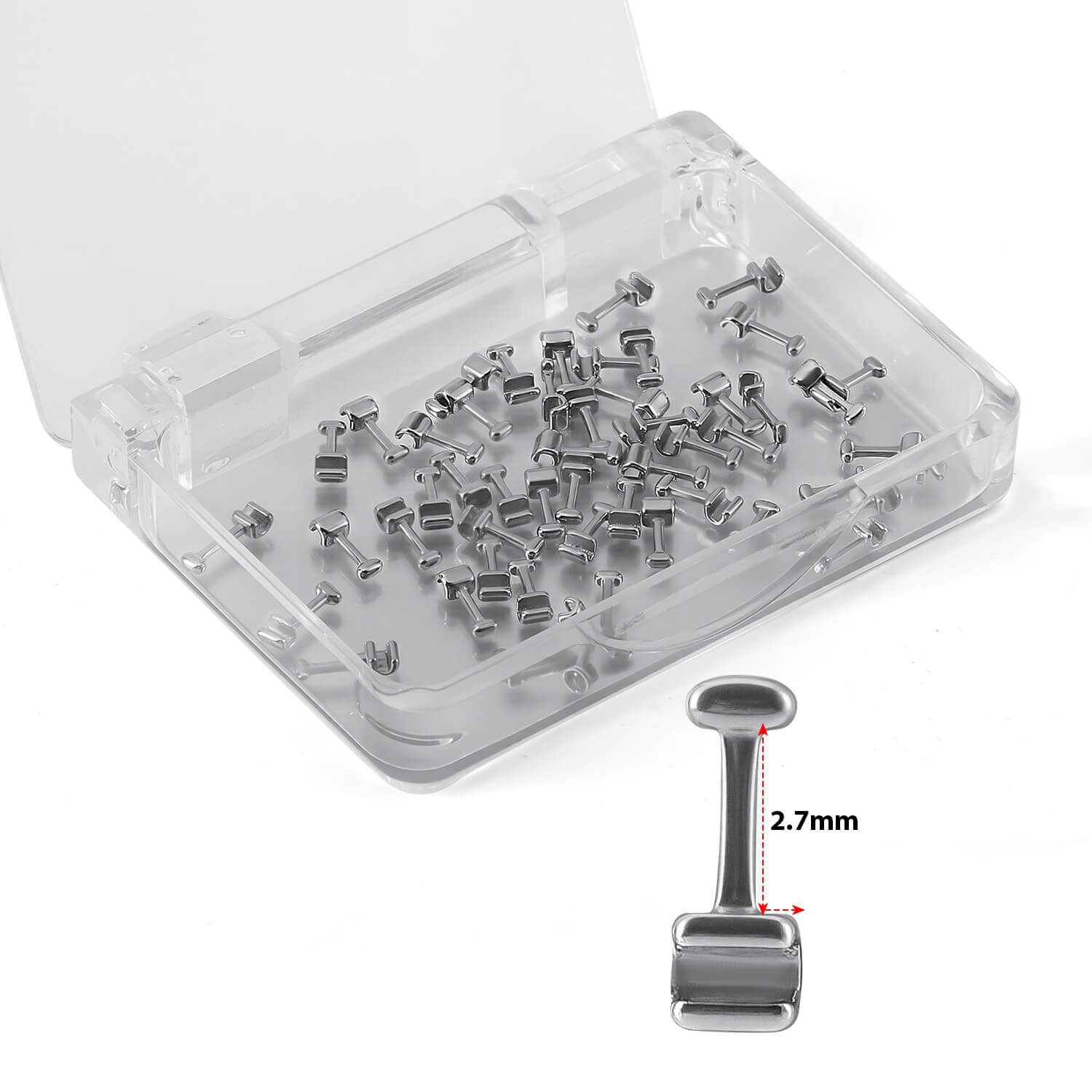 AZDENT Orthodontic Crimpable Hooks General T Type 2.7mm 50Pcs/Box - azdentall.com