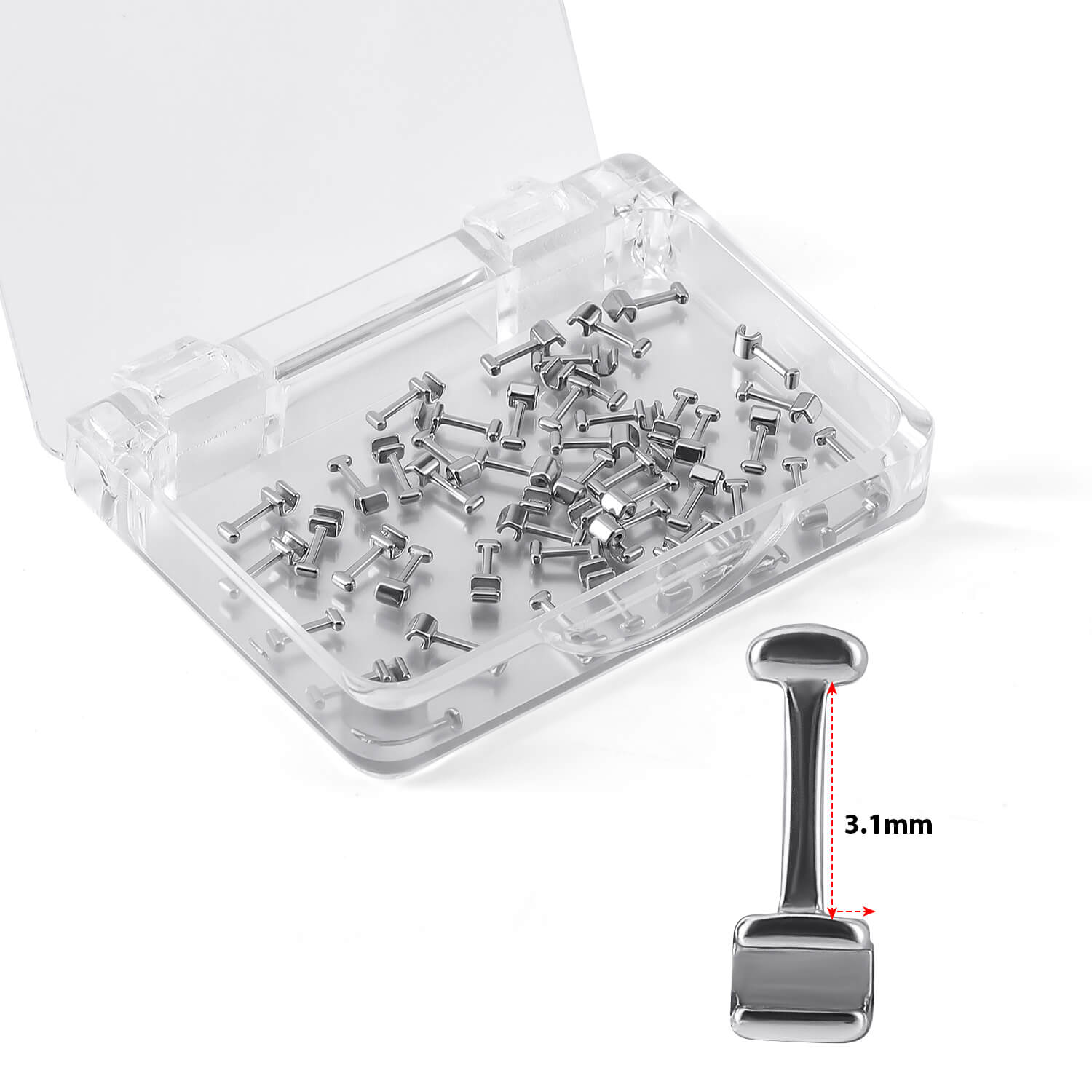 AZDENT Orthodontic Crimpable Hooks General T Type 3.1mm 50Pcs/Box - azdentall.com