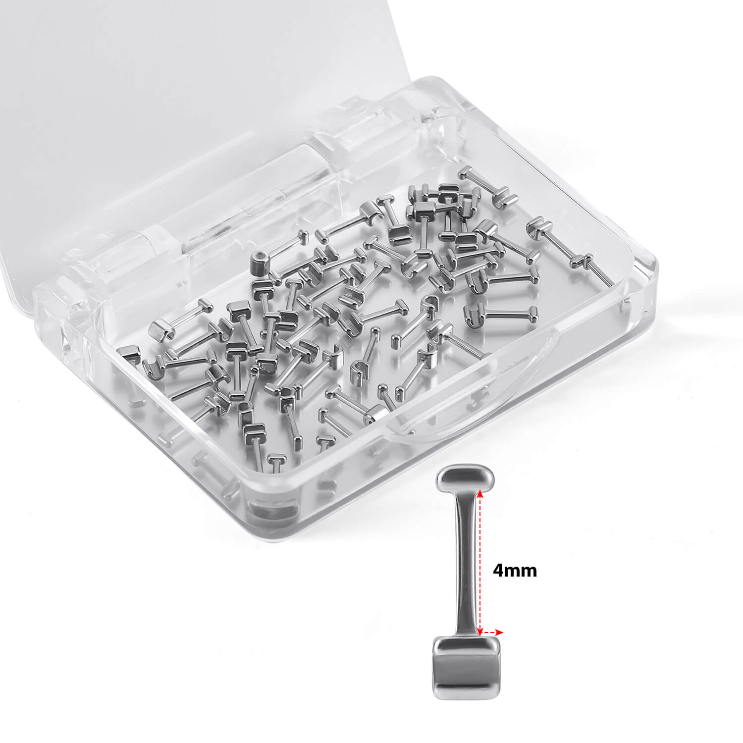 AZDENT Orthodontic Crimpable Hooks General T Type 4mm 50Pcs/Box - azdentall.com