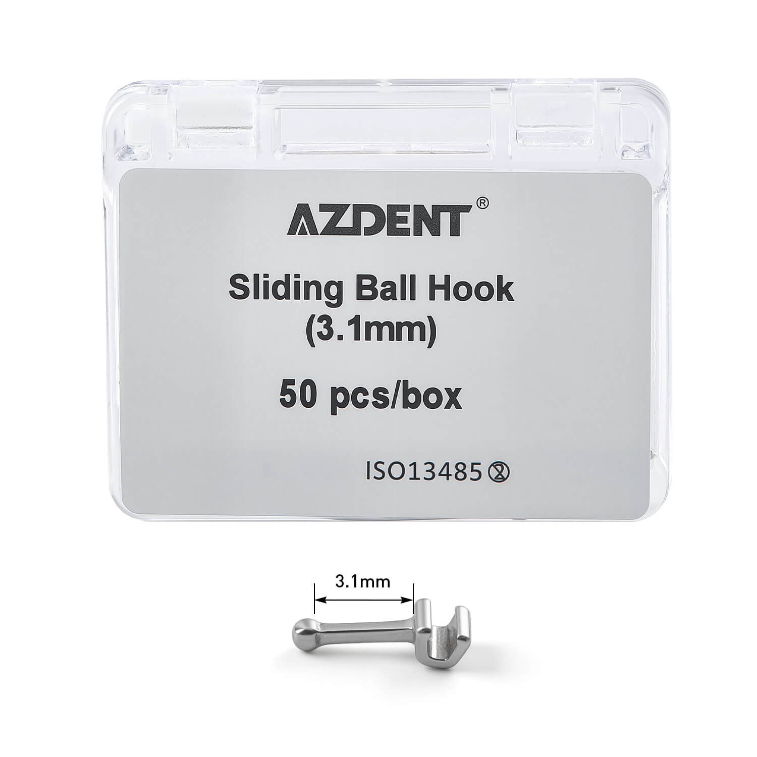 AZDENT Orthodontic Crimpable Hooks Universal Sliding Ball Hook 50Pcs/Box - azdentall.com