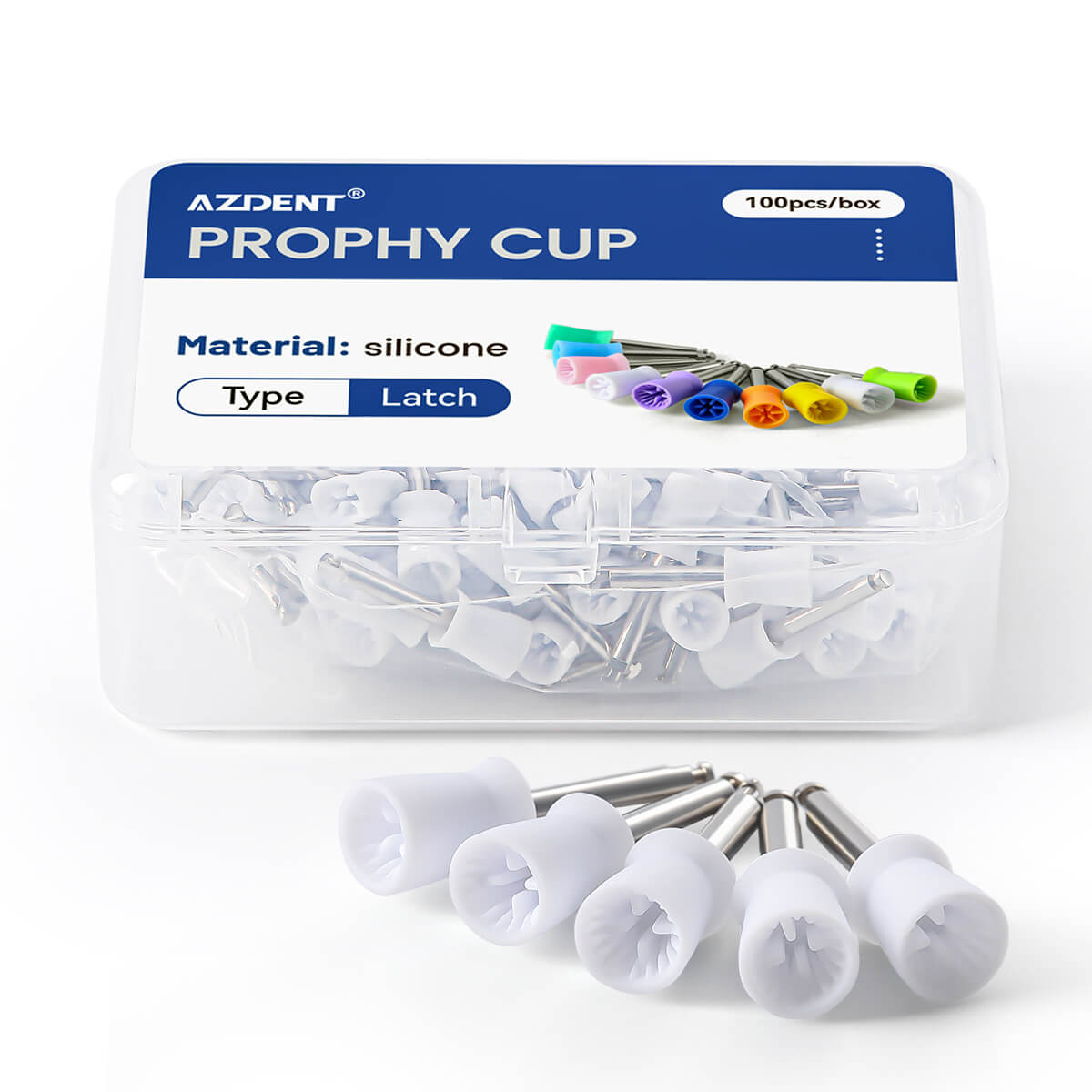 AZDENT Dental Rubber Polishing Prophy Cup Brushes RA2.35mm For Contra-angle Handpiece 100pcs/Box - azdentall.com