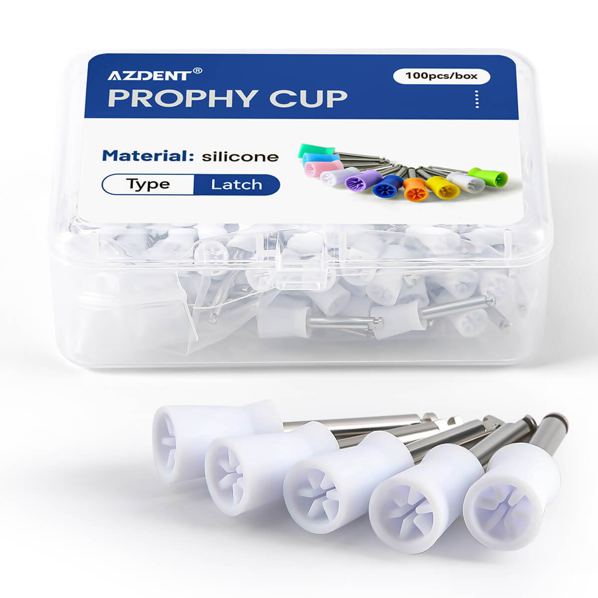 AZDENT Dental Rubber Polishing Prophy Cup Brushes RA2.35mm For Contra-angle Handpiece 100pcs/Box - azdentall.com