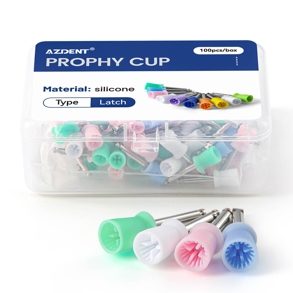 AZDENT Dental Rubber Polishing Prophy Cup Brushes RA2.35mm For Contra-angle Handpiece 100pcs/Box - azdentall.com