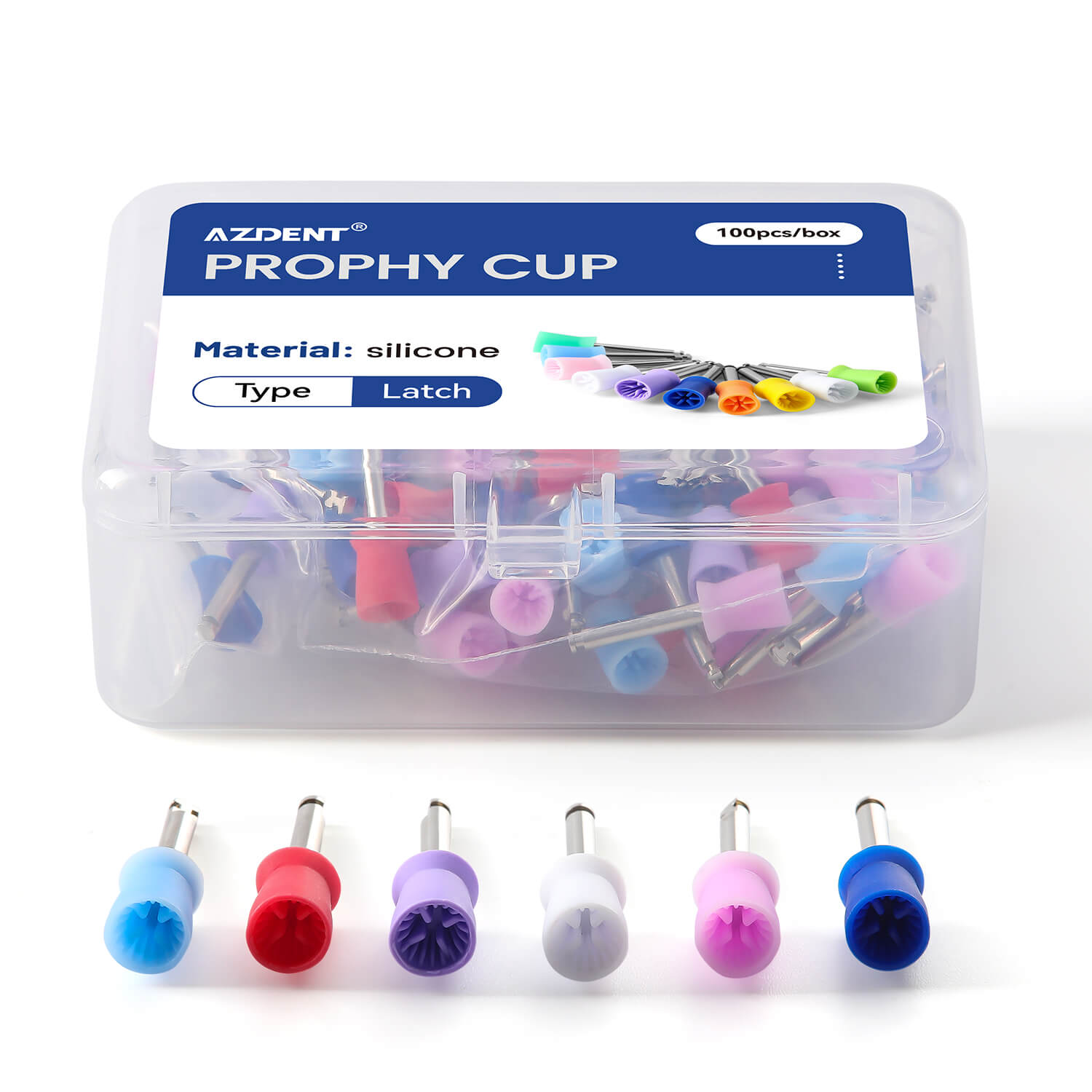 AZDENT Dental Rubber Polishing Prophy Cup Hard Brushes RA2.35mm 100pcs/Box - azdentall.com