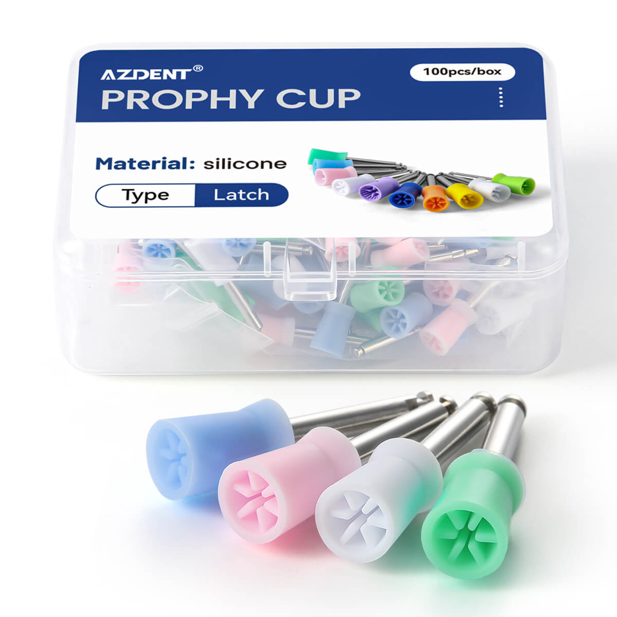 AZDENT Dental Rubber Polishing Prophy Cup Brushes RA2.35mm For Contra-angle Handpiece 100pcs/Box - azdentall.com