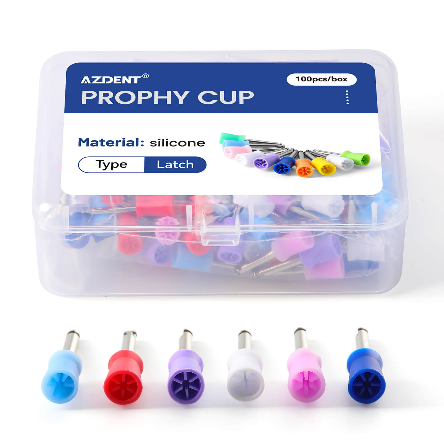 AZDENT Dental Rubber Polishing Prophy Cup Hard Brushes RA2.35mm 100pcs/Box - azdentall.com