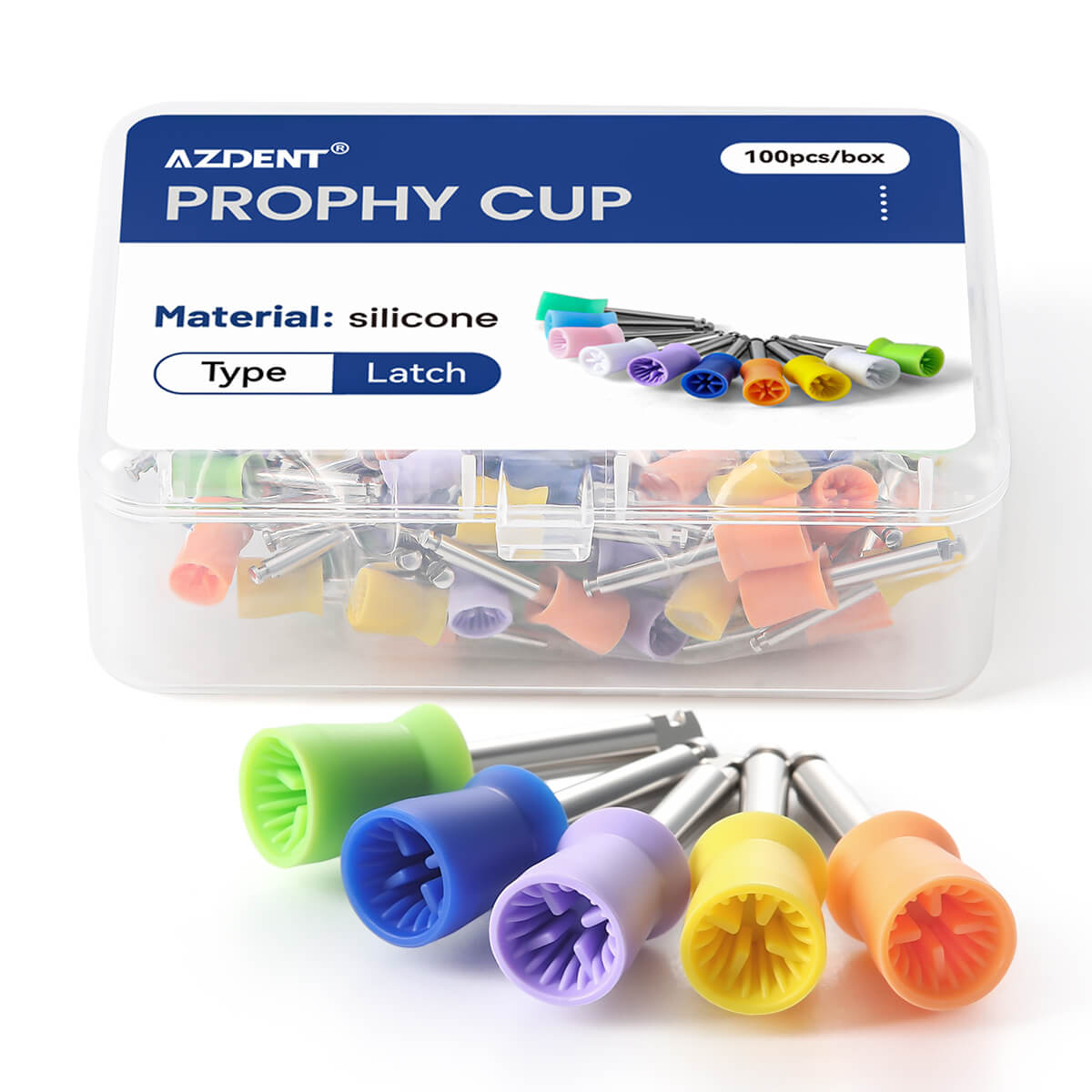 AZDENT Dental Rubber Polishing Prophy Cup Brushes RA2.35mm For Contra-angle Handpiece 100pcs/Box - azdentall.com