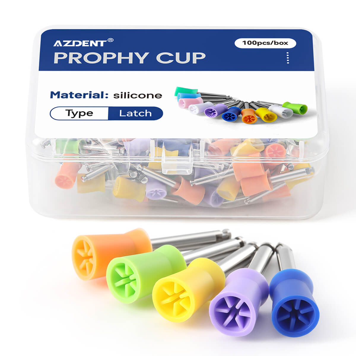 AZDENT Dental Rubber Polishing Prophy Cup Brushes RA2.35mm For Contra-angle Handpiece 100pcs/Box - azdentall.com