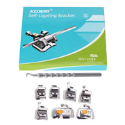 AZDENT Dental Orthodontic Metal Self Ligating Brackets Braces Mini Roth .022 Hooks on 345 with Buccal Tube 28pcs/Kit - azdentall.com