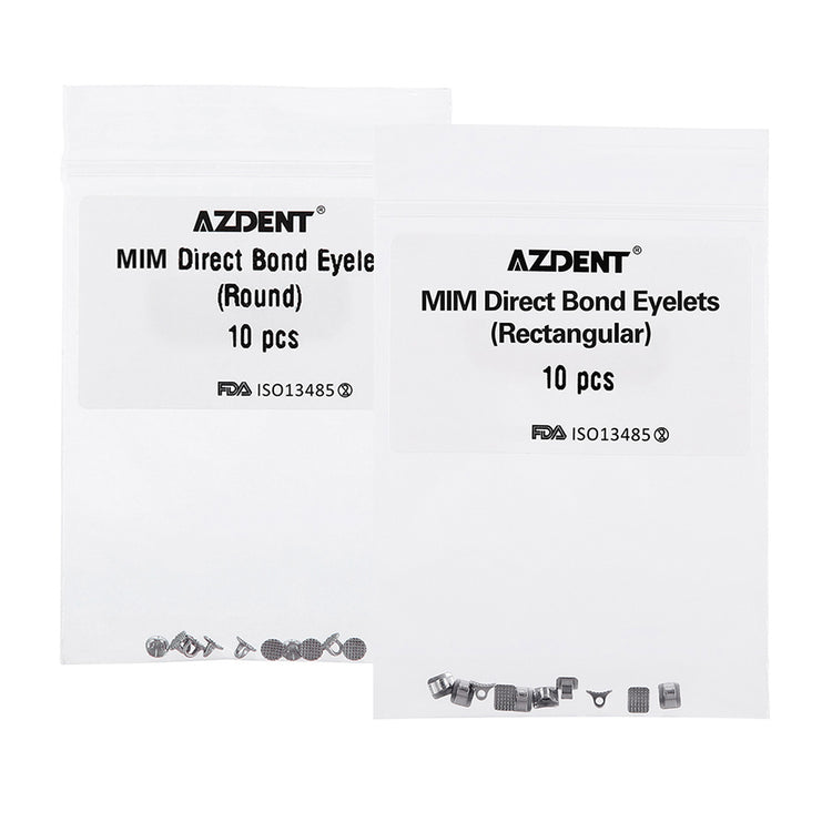 AZDENT Dental Lingual Button Direct Bond Eyelet Round/Rectangular Base 10pcs/Bag - azdentall.com