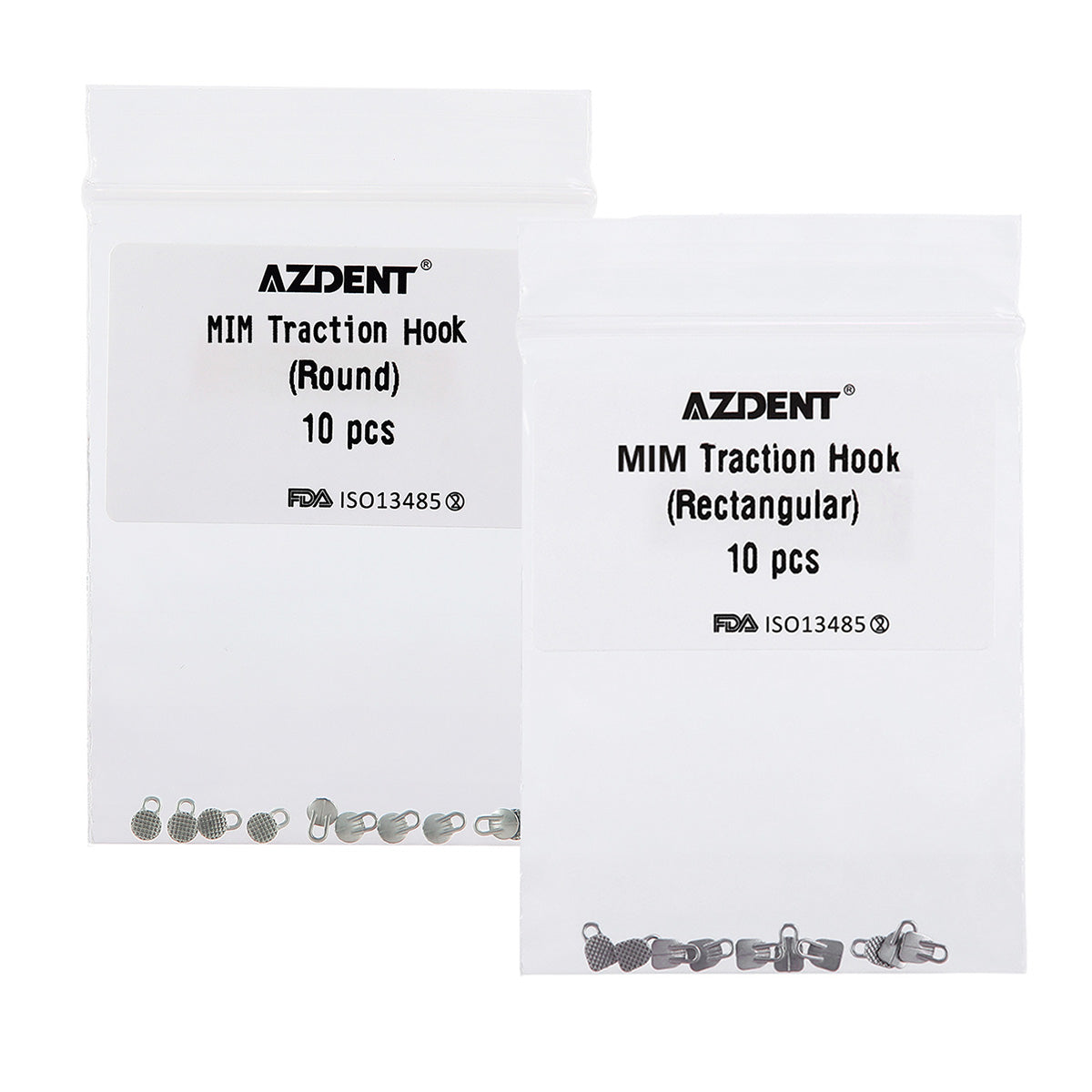 AZDENT Dental Lingual Button Consumables Round/Rectangular Bondable Traction Hook 10/Bag - azdentall.com