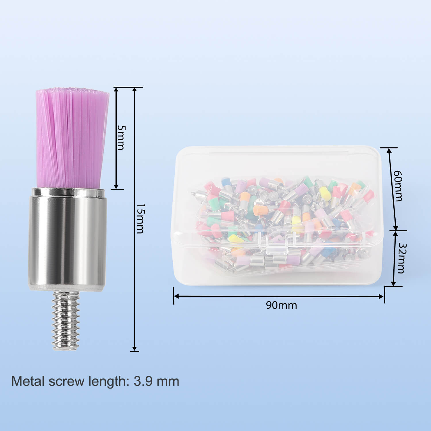 AZDENT Dental Screw Prophy Brushes RA 2.35mm Flat/Bowl/Tapered Soft/Hard 100pcs/Box