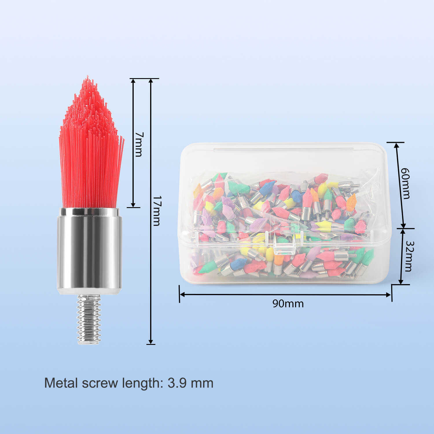 AZDENT Dental Screw Prophy Brushes RA 2.35mm Flat/Bowl/Tapered Soft/Hard 100pcs/Box