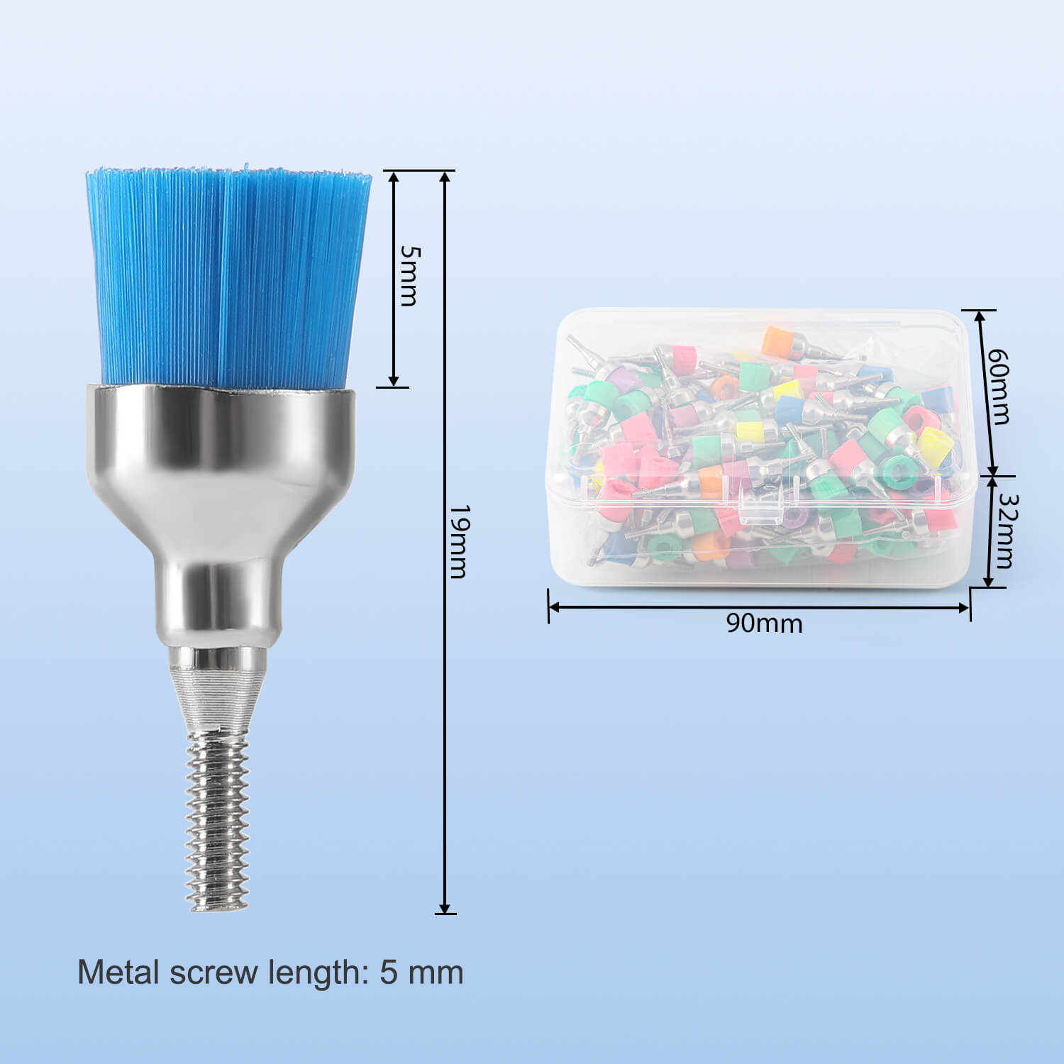 AZDENT Dental Screw Prophy Brushes RA 2.35mm Flat/Bowl/Tapered Soft/Hard 100pcs/Box