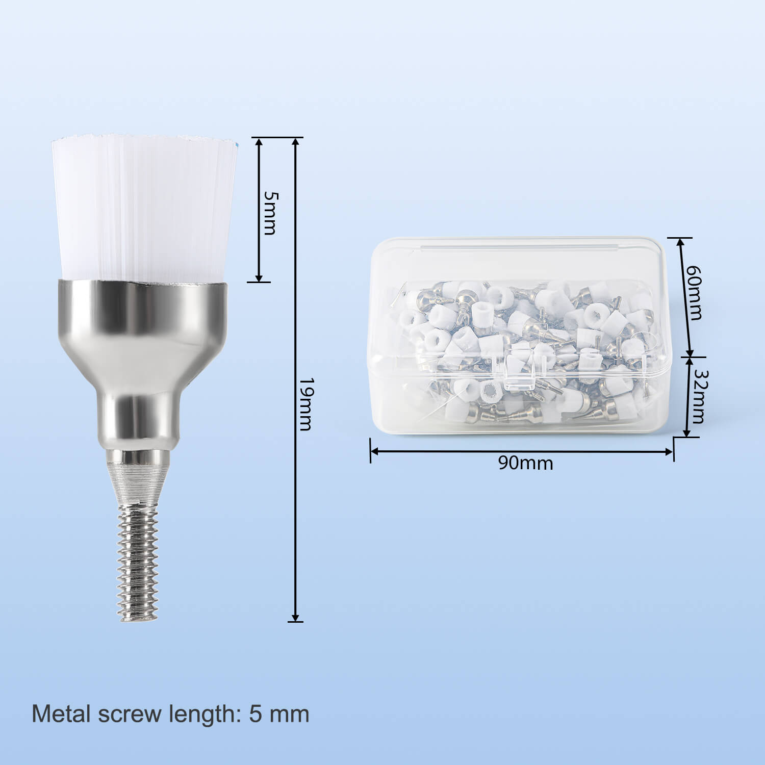 AZDENT Dental Screw Prophy Brushes RA 2.35mm Flat/Bowl/Tapered Soft/Hard 100pcs/Box