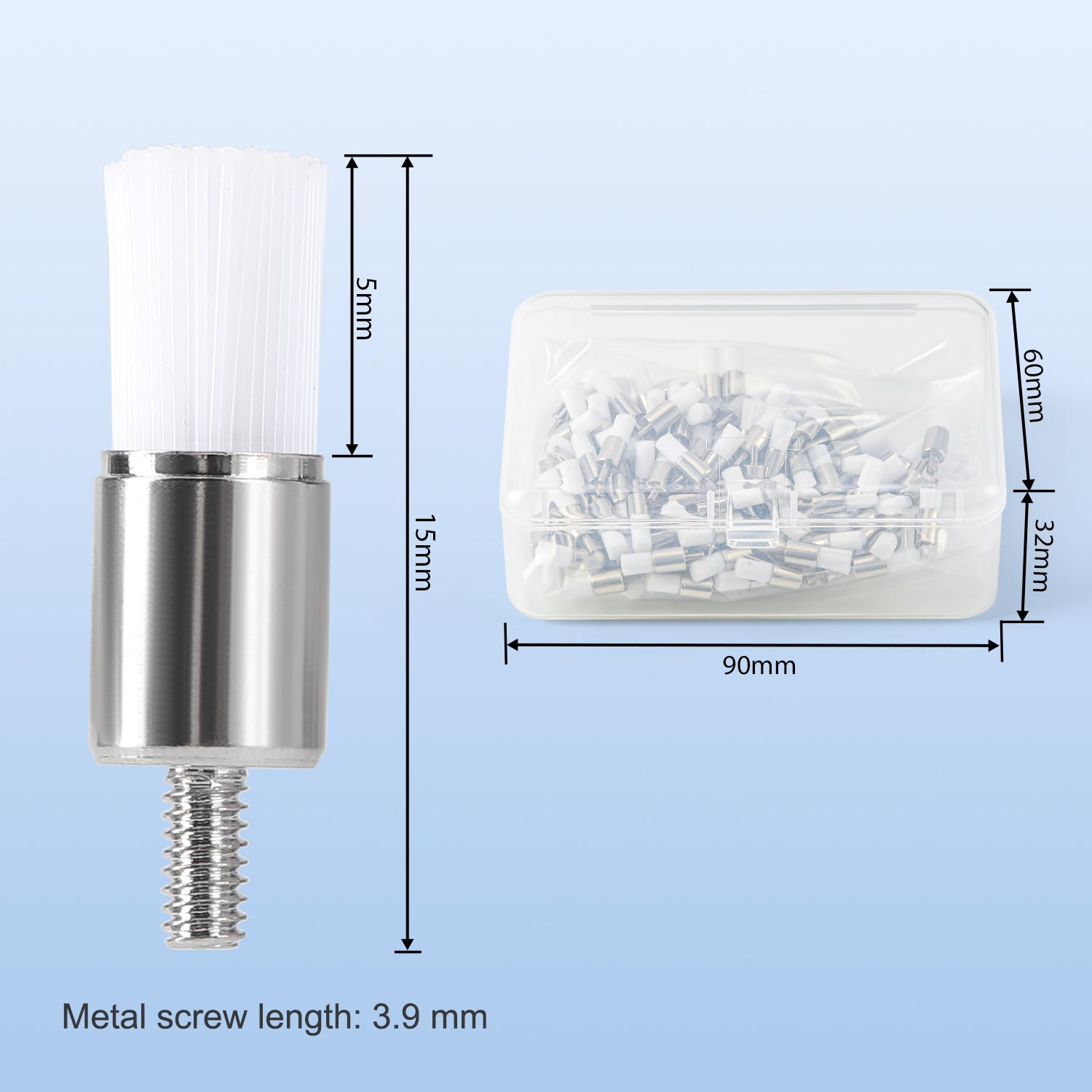 AZDENT Dental Screw Prophy Brushes RA 2.35mm Flat/Bowl/Tapered Soft/Hard 100pcs/Box