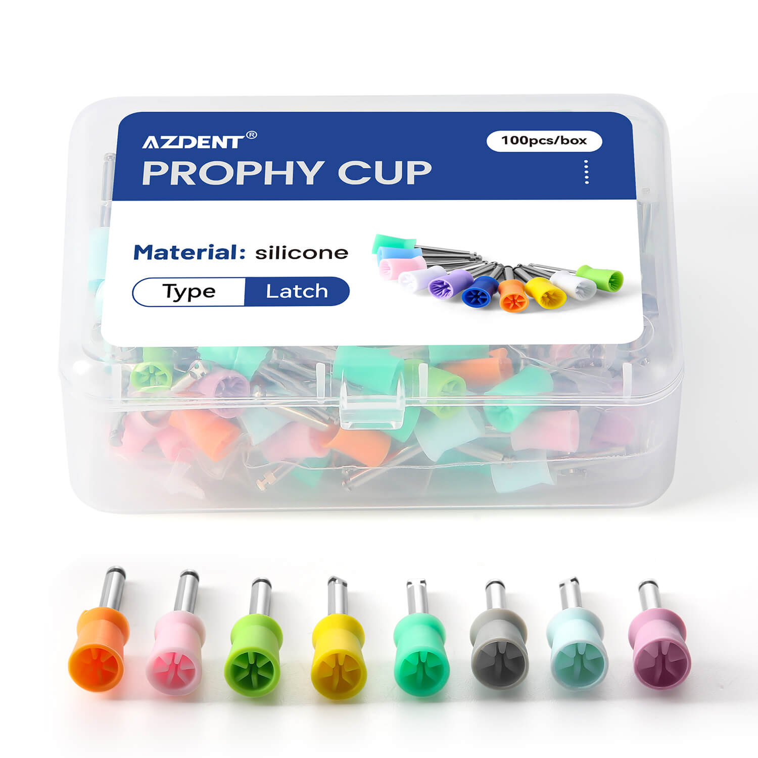 AZDENT Dental Rubber Polishing Prophy Cup Soft Brushes RA2.35mm 100pcs/Box - azdentall.com