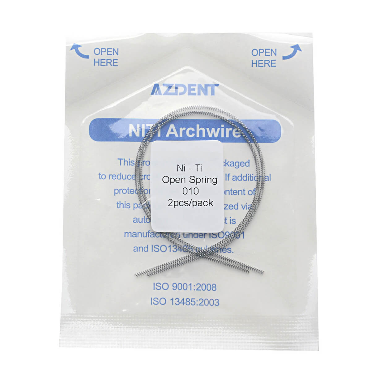 AZDENT Dental Open Coil Spring NITI Alloy 180mm 0.008/0.010/0.012/0.014 2pcs/Pk - azdentall.com