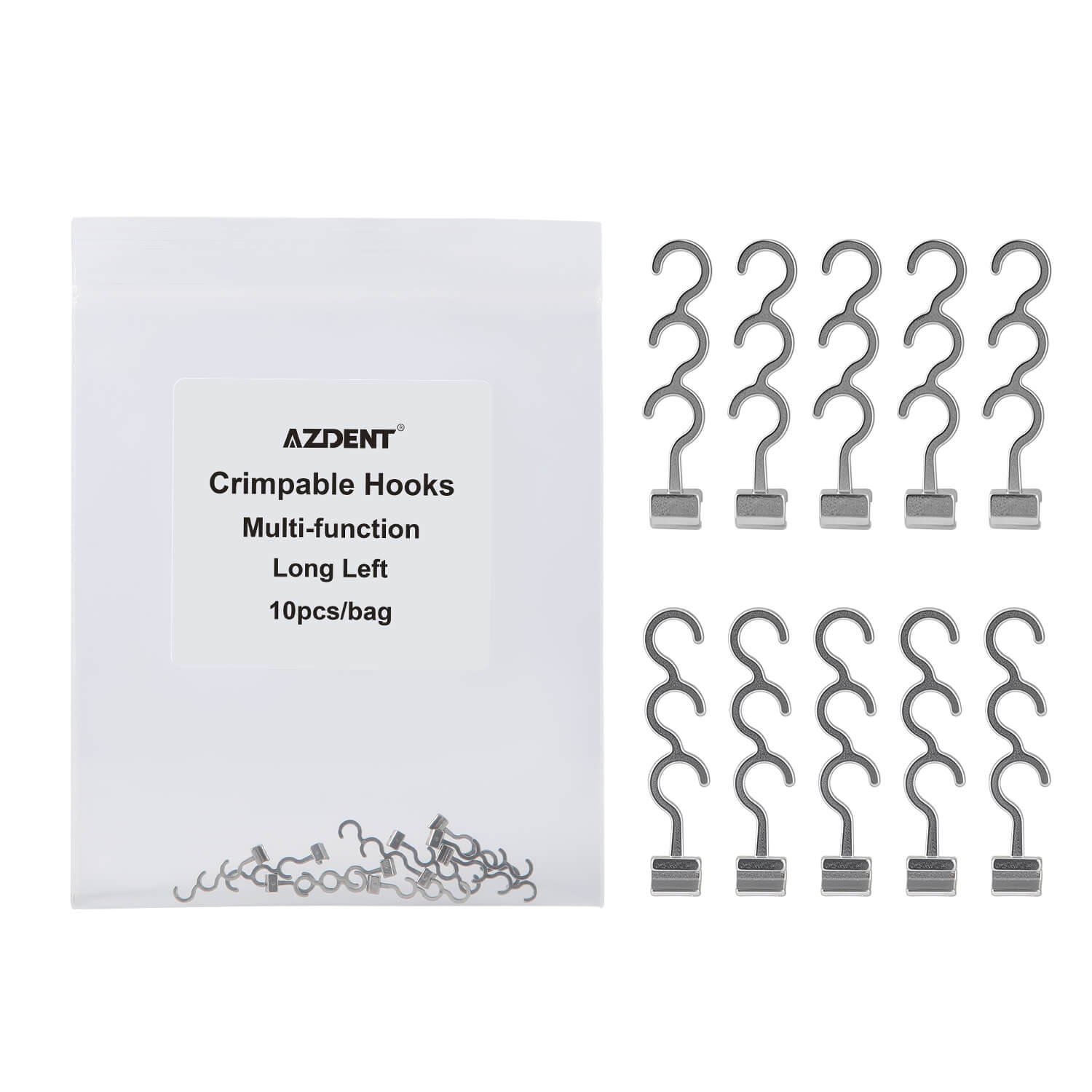 AZDENT Crimpable Hooks Long Right/Left Tube Multi-function 10/Bag - azdentall.com