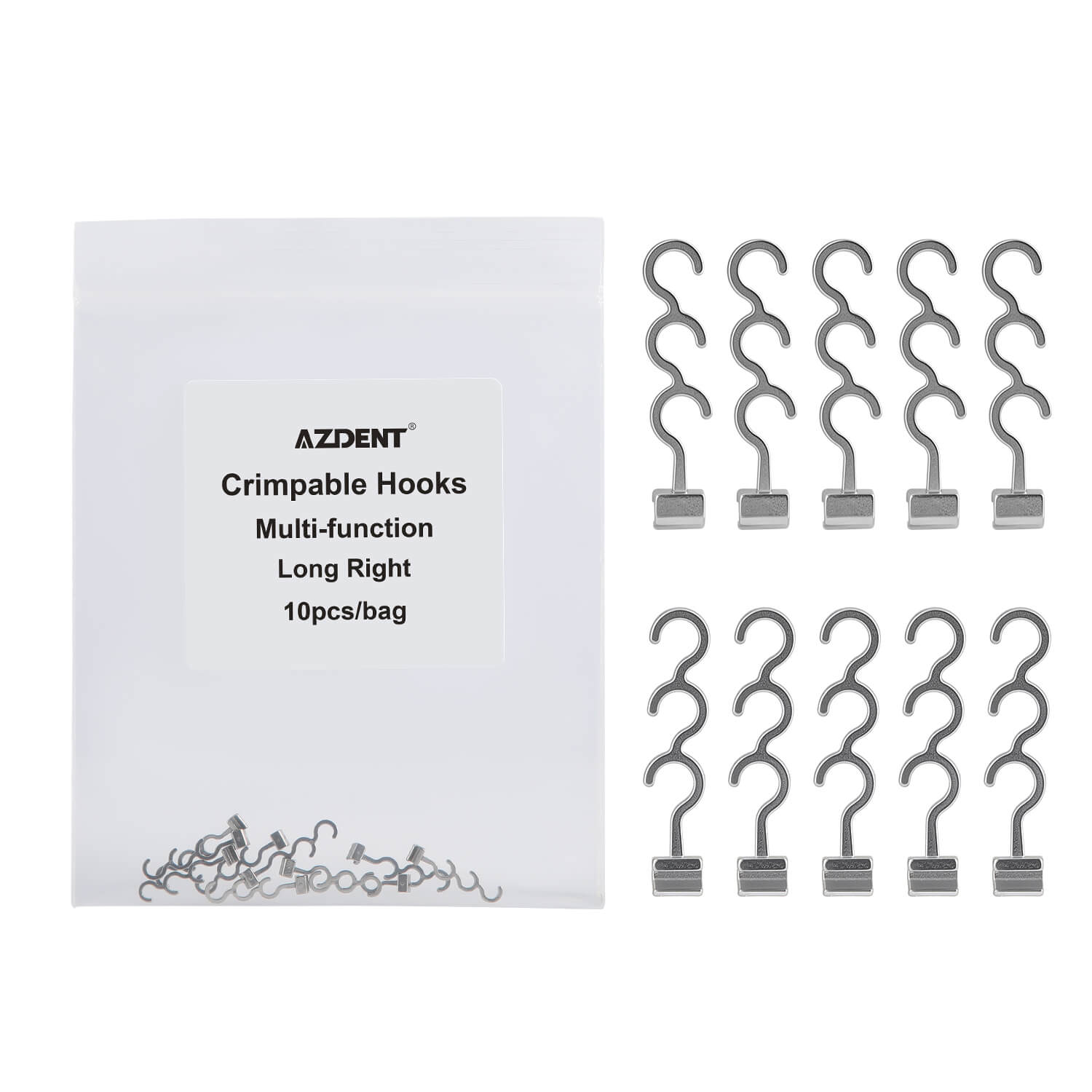 AZDENT Crimpable Hooks Long Right/Left Tube Multi-function 10/Bag - azdentall.com