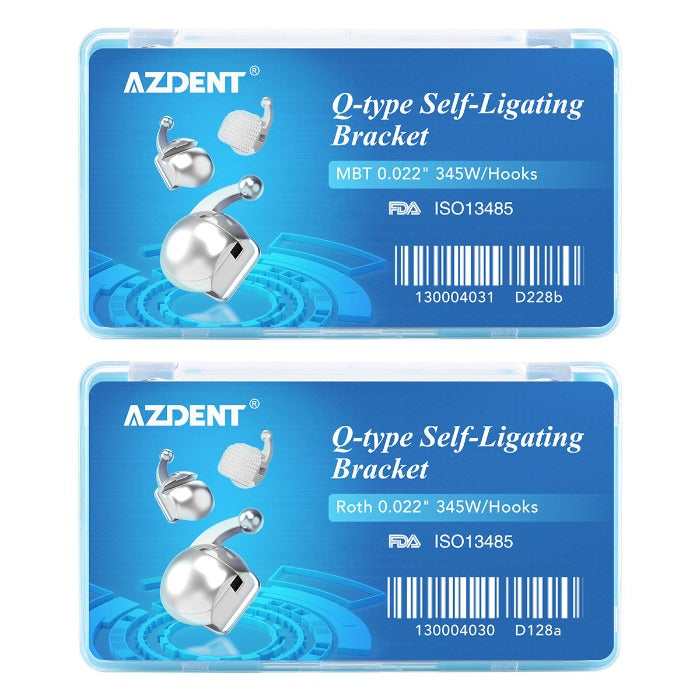 AZDENT Dental Q-type Self-Ligating Brackets Roth/MBT .022 Hooks On 345 With Buccal Tubes 28pcs/Box - azdentall.com