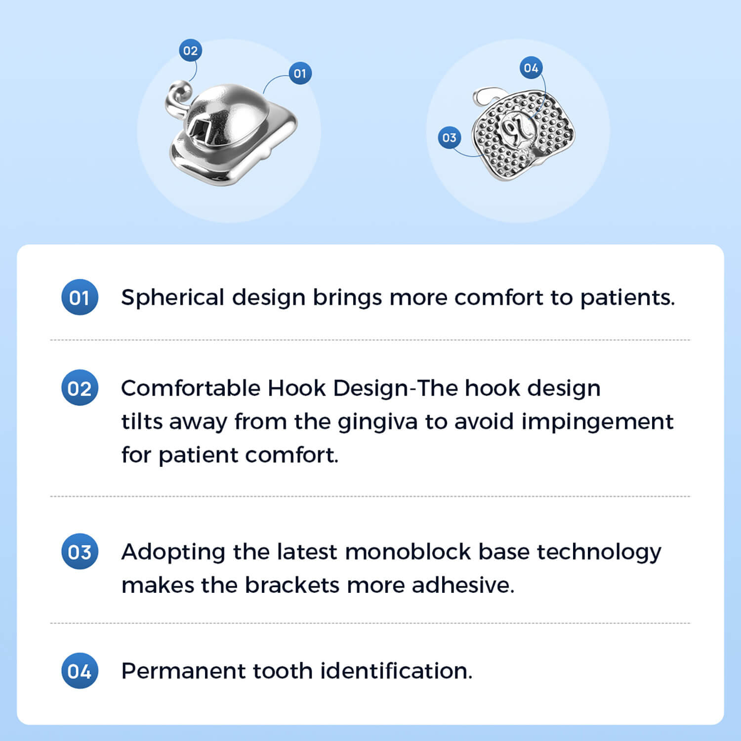 AZDENT Spherical Buccal Tube 1st Molar Bondable Monoblock Non-Convertible Single Roth/MBT 0.022 20Sets/Box - azdentall.com
