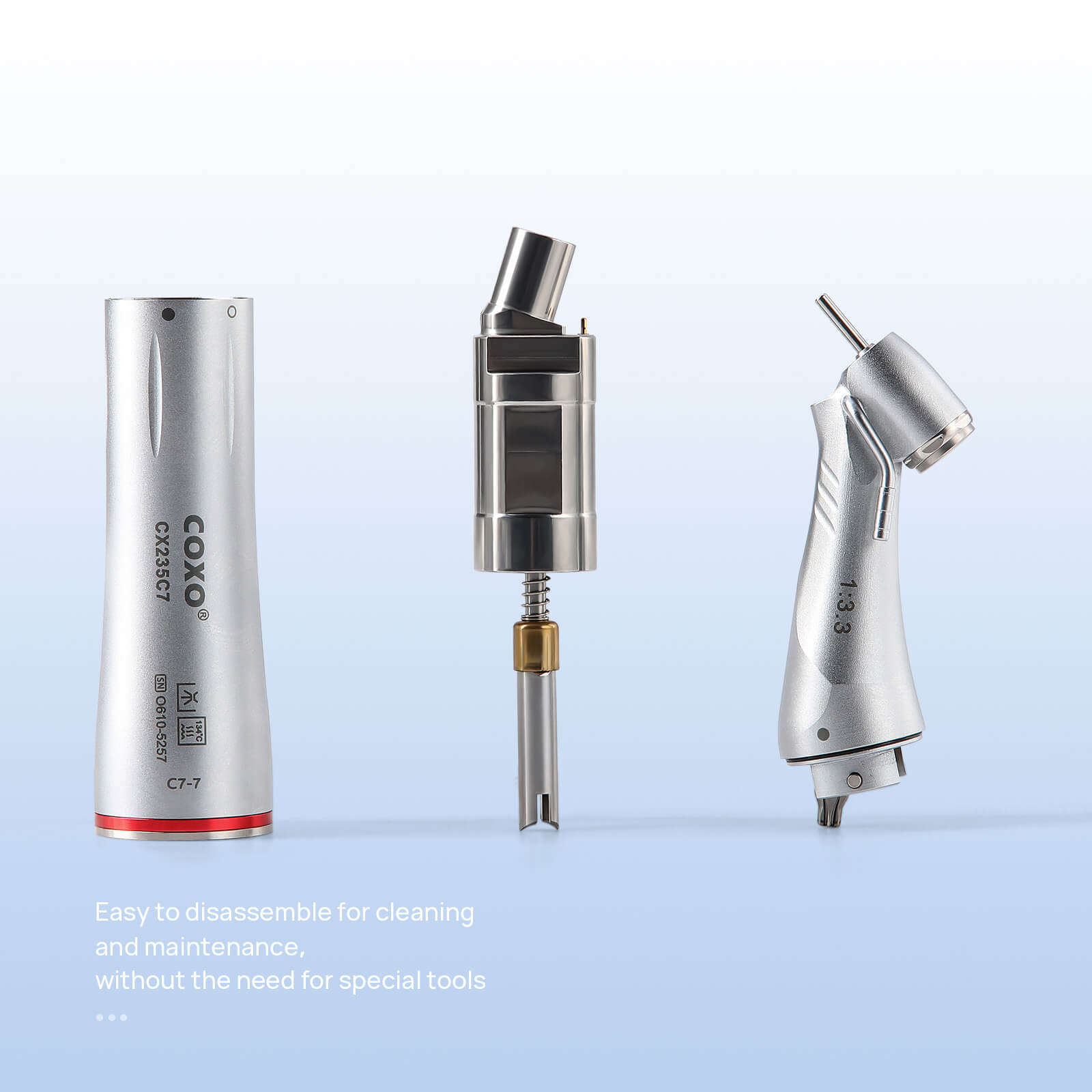 COXO 45 Degree LED Speed Increasing Electric Handpiece 1:3.3 Contra Angle with Generator Push Button CX235C7 #C7-7 - azdentall.com