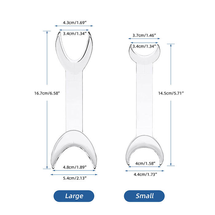 Dental T-Shape Double Head Cheek Retractors Mouth Opener Large & Small Transparent 4Pcs/Set - azdentall.com