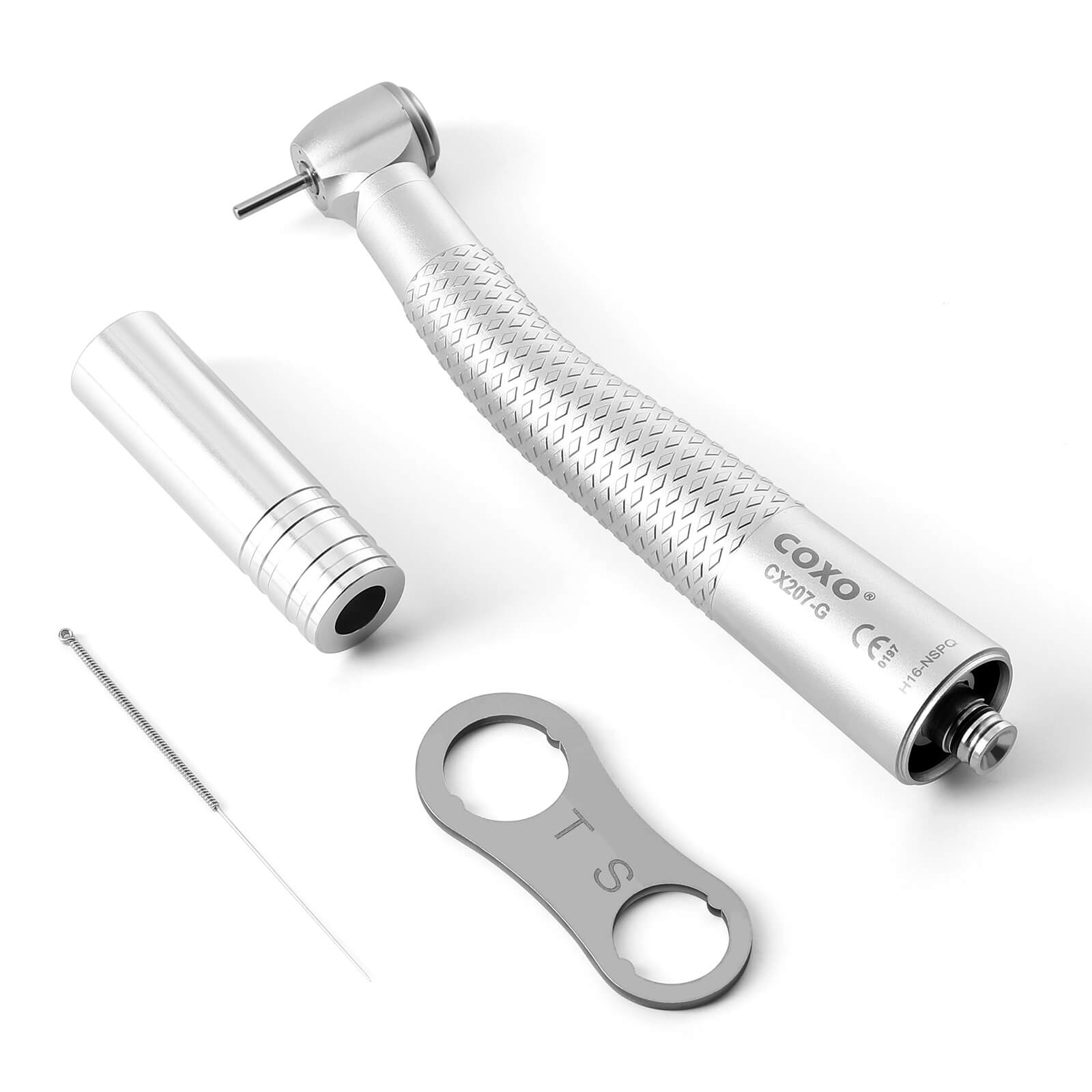 COXO Fiber Optic High Speed Air Turbine Handpiece Standard Head #H16-NSPQ & 6 Holes LED Coupler #229-GN - azdentall.com