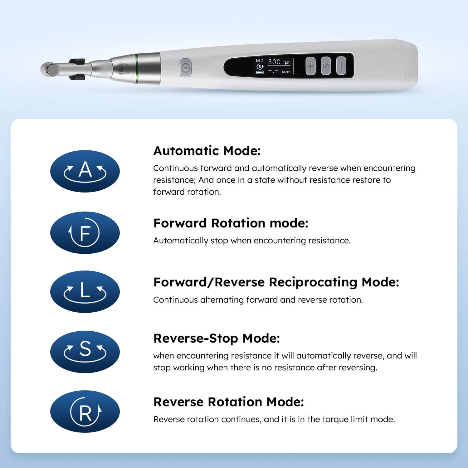 Dental Reciprocating Cordless LED Endodontic Motor 16:1 Contra Angle