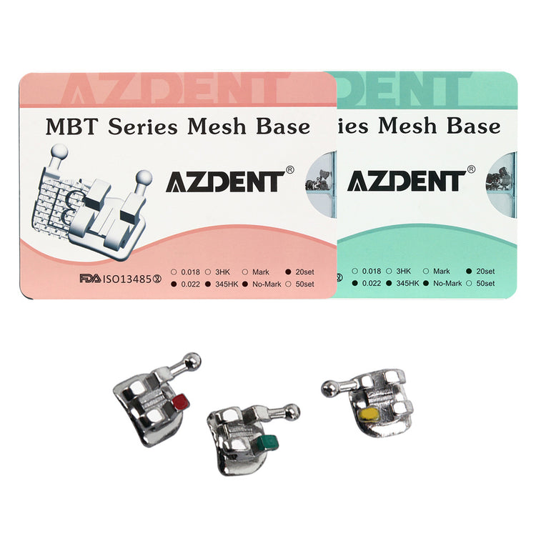 AZDENT Dental Mesh Base Metal Brackets Mini Roth .022 Hooks on 345 400pcs/Box - azdentall.com