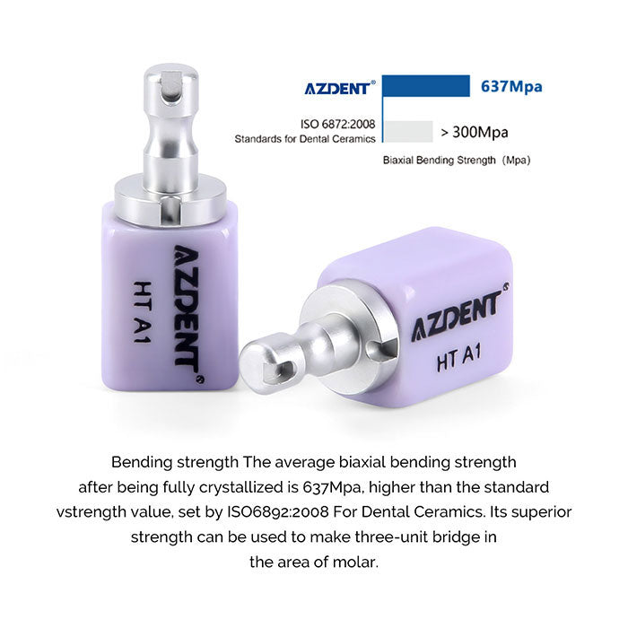 AZDENT Lithium Disilicate C14 Glass Ceramic Blocks LT/HT Dental Lab Crown Material for CAD CAM Sirona Cerec Milling Syste 5pcs/Box - azdentall.com