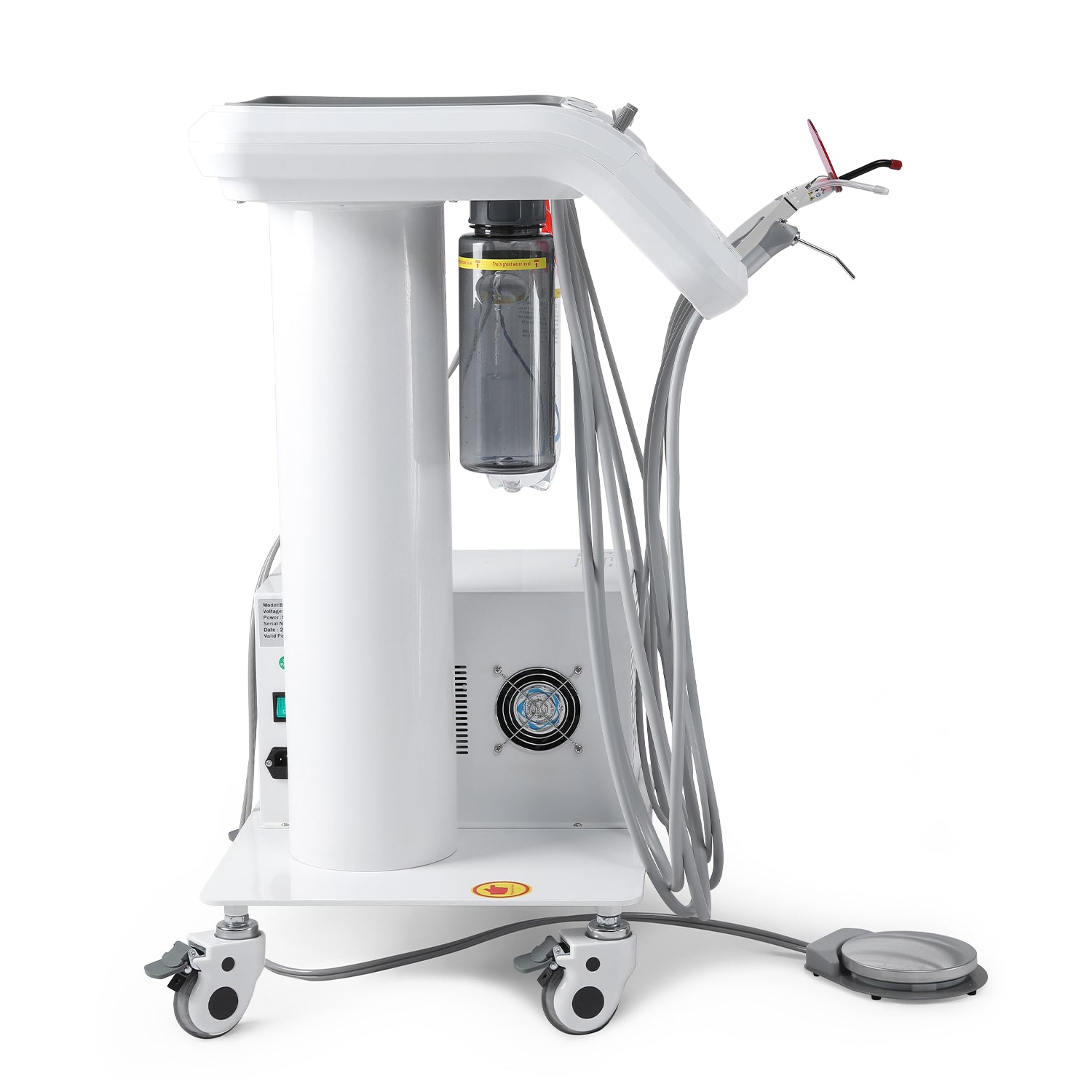 Portable Dental Mobile Cart Delivery Unit 4 Holes with Air Compressor Built-in Woodpecker Ultrasonic Scaler & Curing Light - azdentall.com