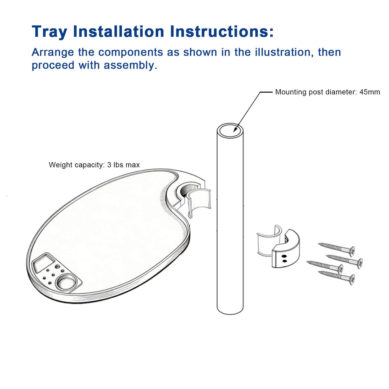 Dental Plastic Post Mounted Tray Fits 45mm Dental Chair Light Post - azdentall.com