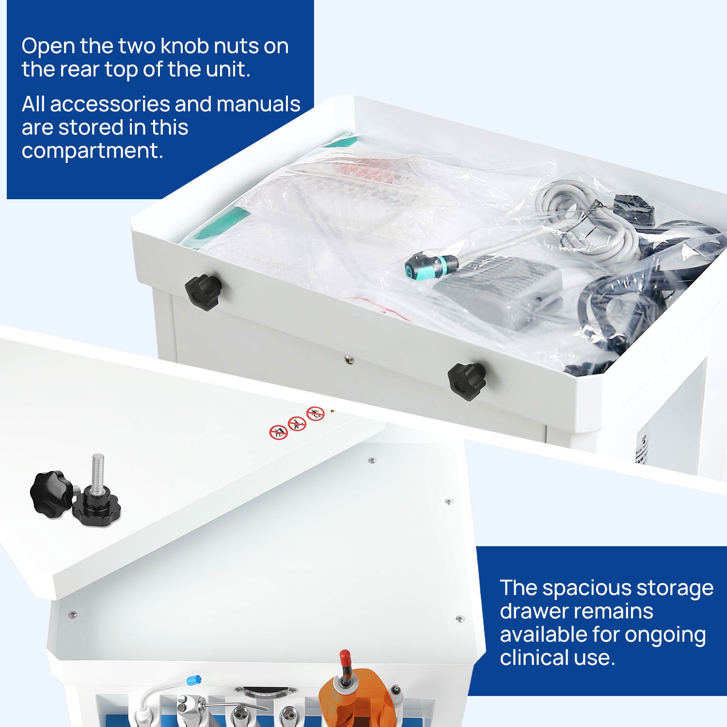 Portable Dental Unit Delivery Cart 4 Holes with Woodpecker Ultrasonic Scaler & Curing Light - azdentall.com