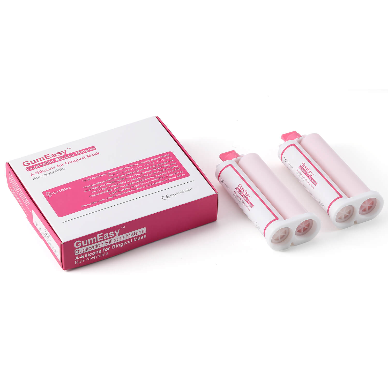 Dental Elastic A-Silicone For Gingival Mask Duplication Silicone Material 50ml*2 Pink - azdentall.com
