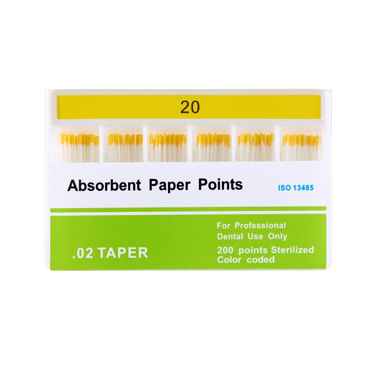 Absorbent Paper Points #20 Taper Size 0.02 Color Coded 200/Box - azdentall.com