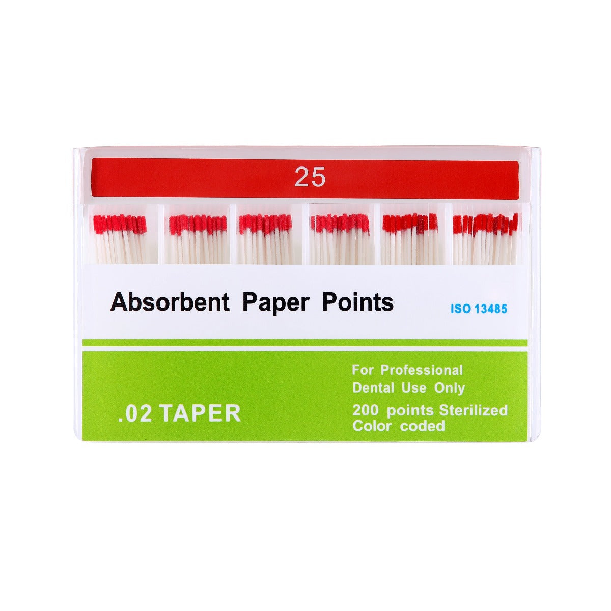 Paper Point Red Absorbent Paper Points #25 Taper Size 0.02 Color Coded 200/Box – AZDENT