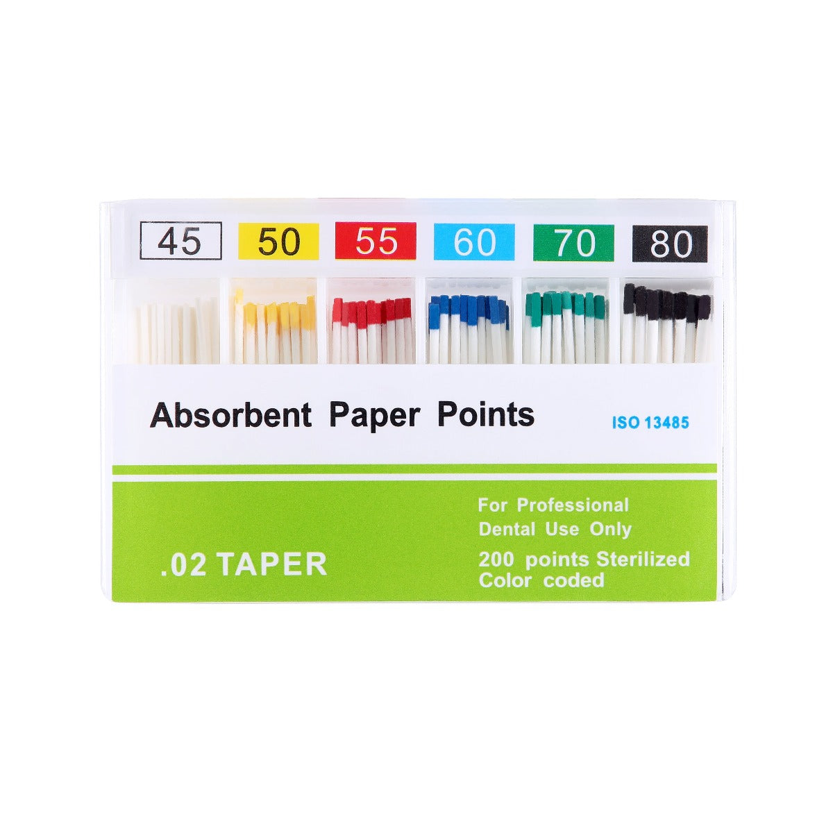 Absorbent Paper Points #45-80 Taper Size 0.02 Color Coded 200/Box - azdentall.com