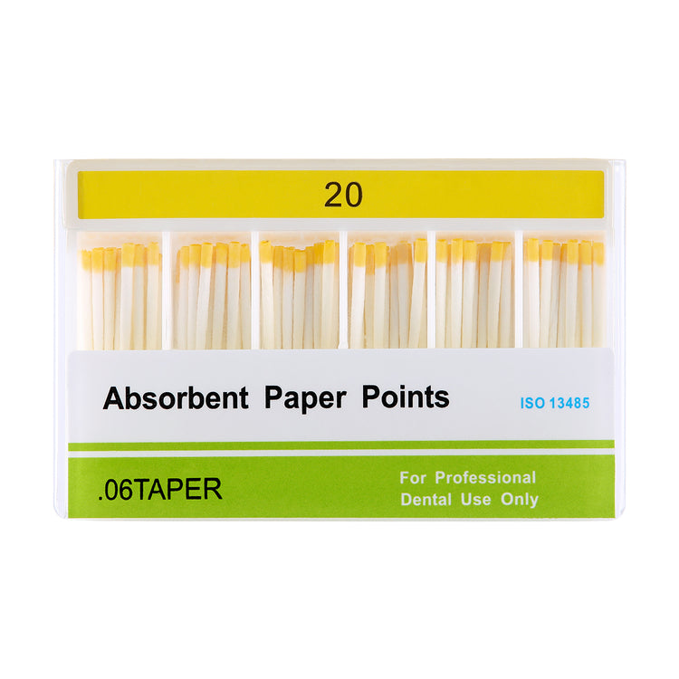 Absorbent Paper Points #20 Taper Size 0.06 Color Coded 100/Box - azdentall.com