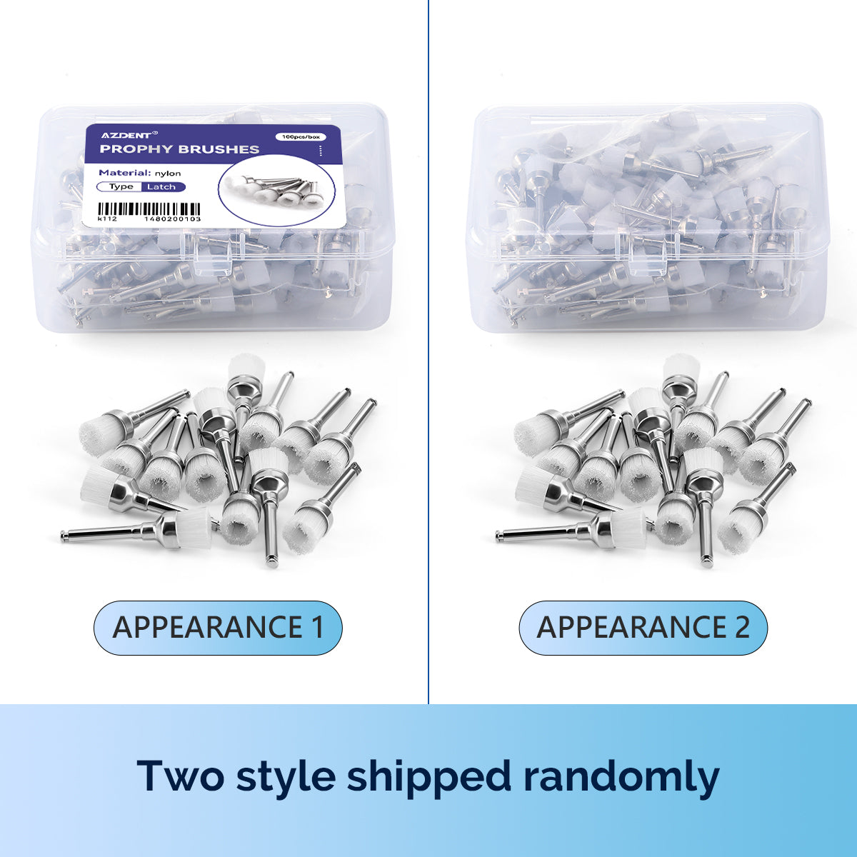 AZDENT Dental Polishing Prophy Brush Nylon Colorful Nylon Flat Type100p/Box - azdentall.com