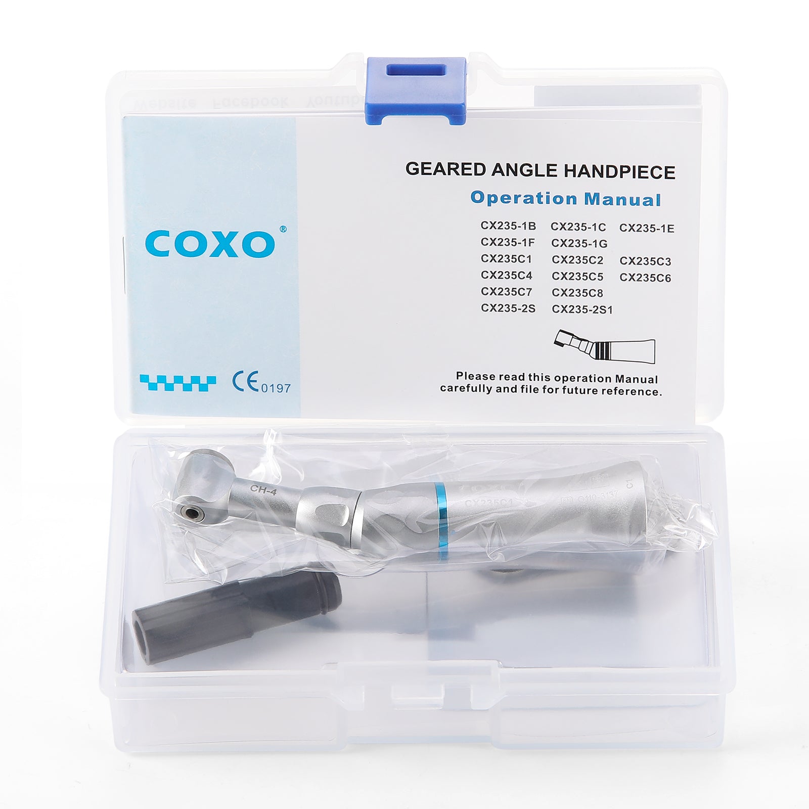 COXO Dental Low Speed Contra Angle Handpiece Push Button 1:1 External #C1-4 - azdentall.com