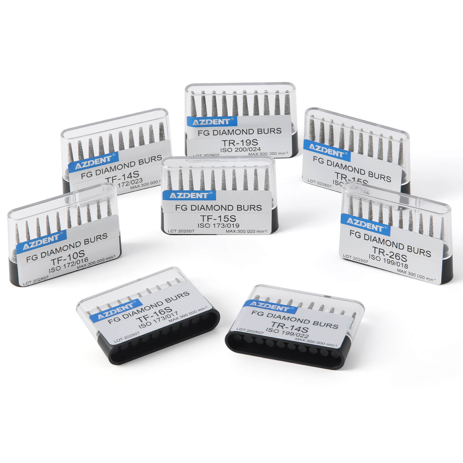 AZDENT Dental Diamond Burs Drills FG 1.6mm Flat/Round 10pcs/Box - azdentall.com