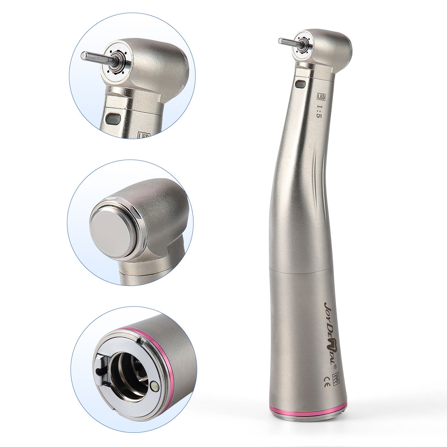 Dental Standard 1:5 Fiber Optic Increasing Electric Contra Angle Handpiece Copper Plated With Titanium - azdentall.com