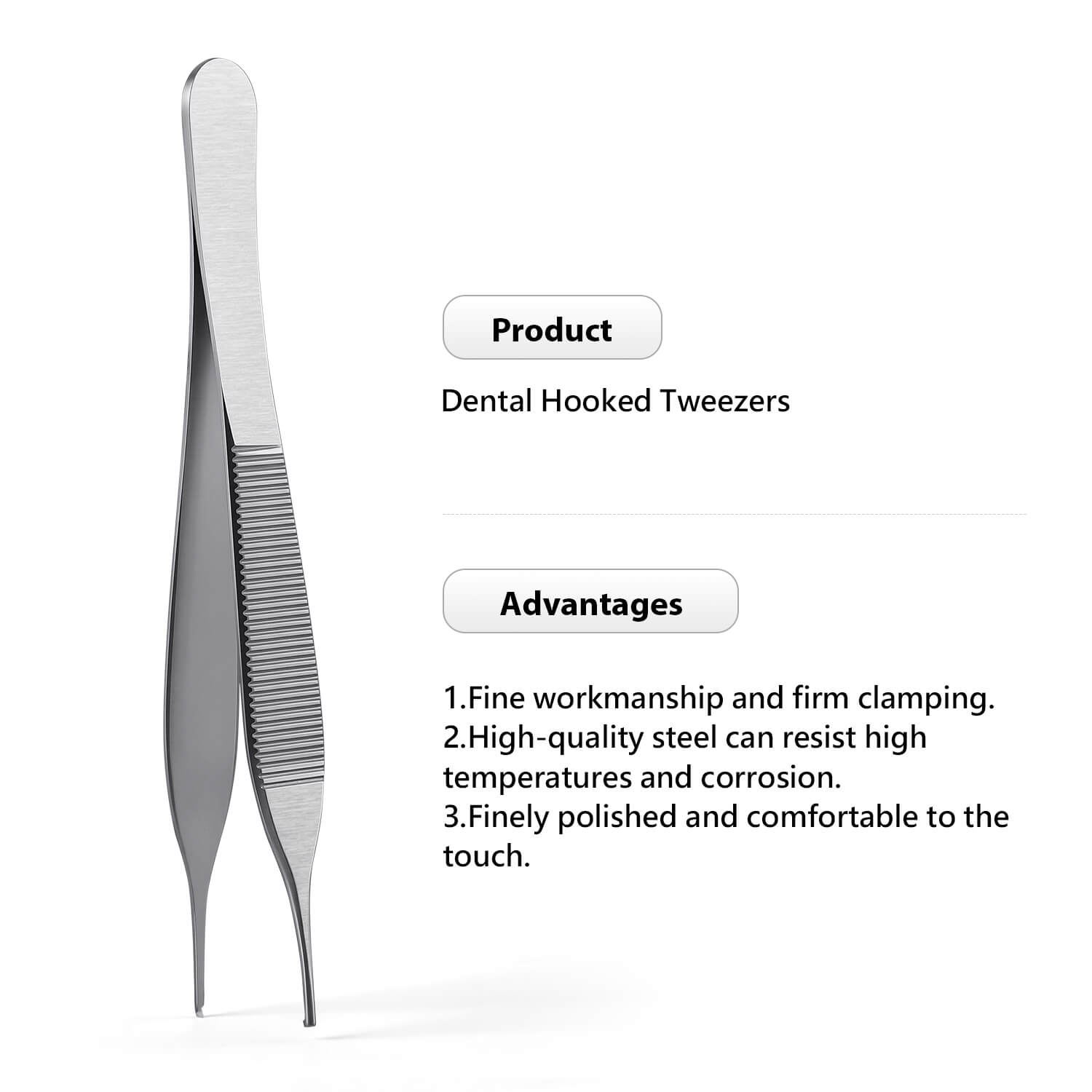 Dental Stainless Steel Surgery Hooked Tweezers - azdentall.com
