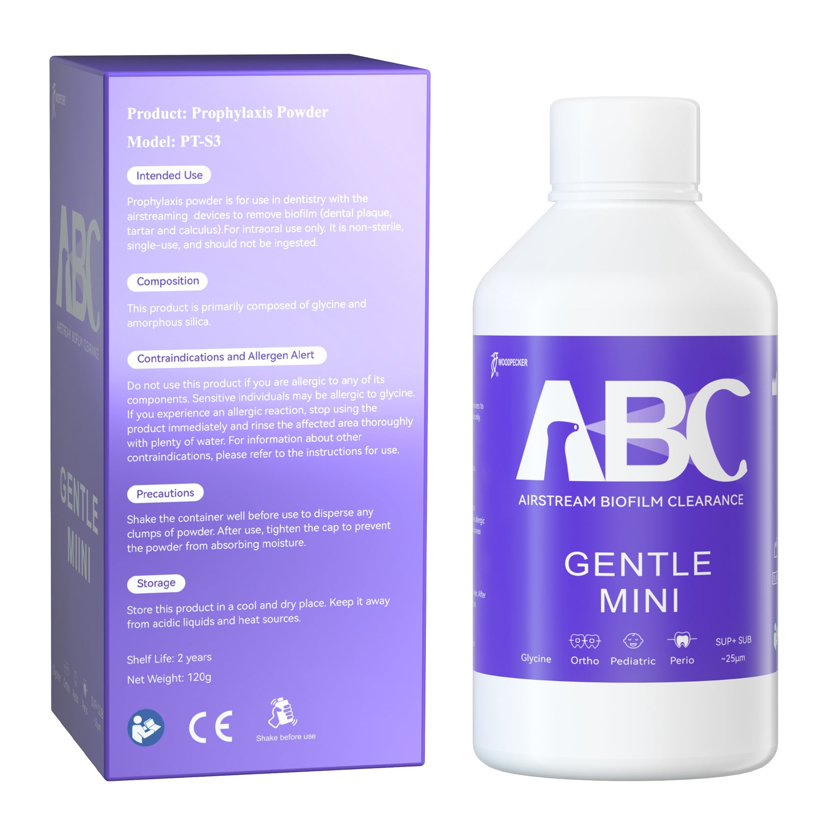 Woodpecker Prophy Air Polisher Prophylaxis Powder 25um Glycine for Supragingival & Subgingival Scaling #GENTLE MINI - azdentall.com