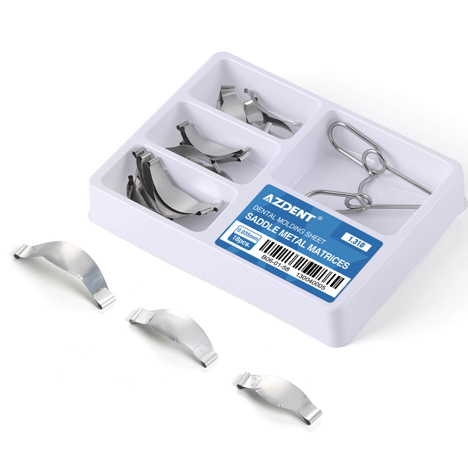 Dental Saddle Metal Matrix Band Contoured Metal Matrices with Springclip 18pcs/Box - azdentall.com