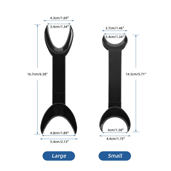 Dental T-Shape Double Head Cheek Retractors Mouth Opener Large & Small Black 4Pcs/Set - azdentall.com