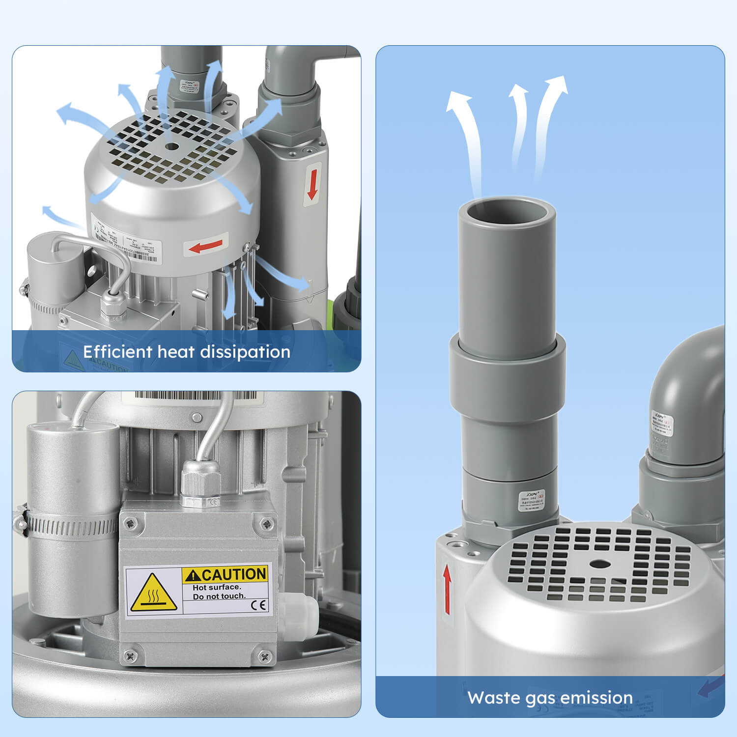 Portable Dental Suction Unit 600L/min 1100W for 2-3 Dental Chair Low Working Noise - azdentall.com