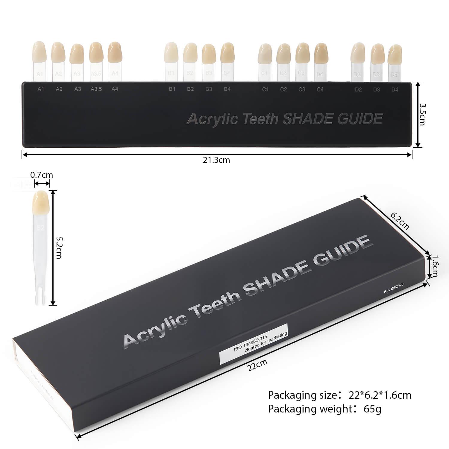 Dental Acrylic Teeth Shade Guide Porcelain Bleached Teeth Guide 2-Layer 16 Shade - azdentall.com